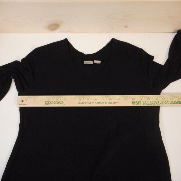 Chico's Travelers size 1 US size 8 / 10 Women's Black V-Neck Top Slinky Knit - Picture 4 of 7